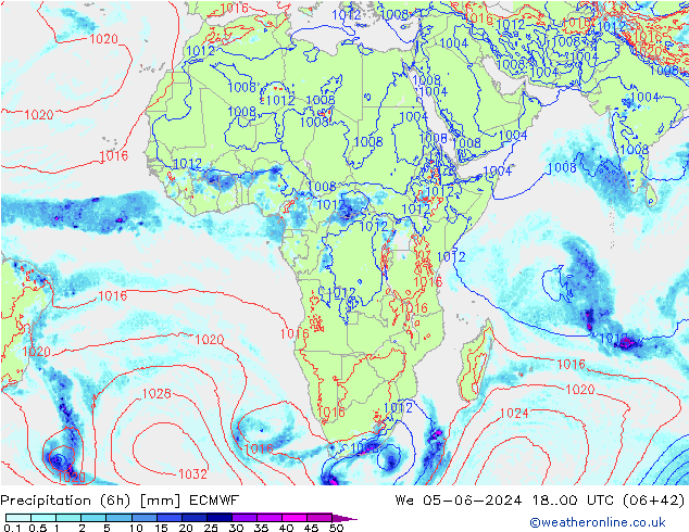 Z500/Rain (+SLP)/Z850 ECMWF We 05.06.2024 00 UTC