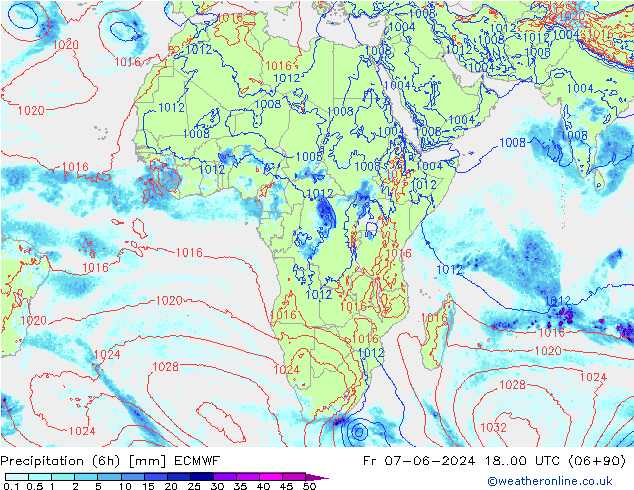 Z500/Rain (+SLP)/Z850 ECMWF Fr 07.06.2024 00 UTC