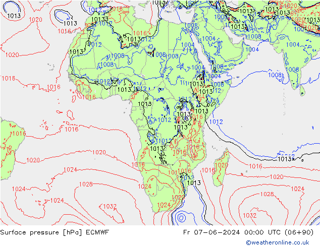 Bodendruck ECMWF Fr 07.06.2024 00 UTC