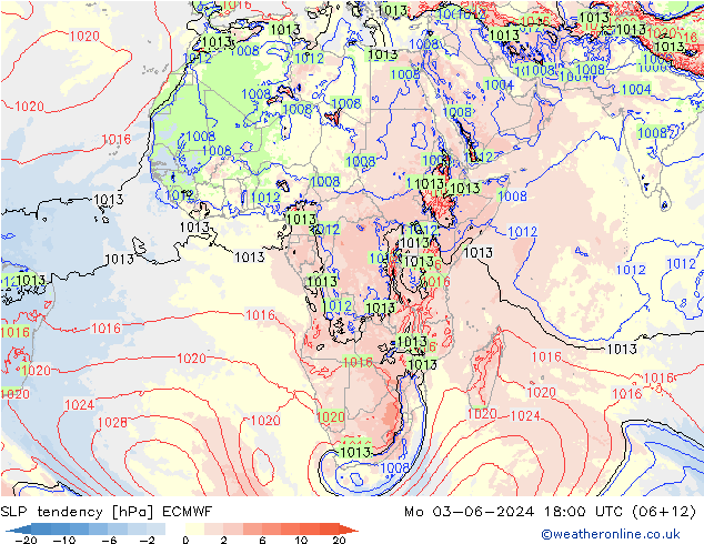 Tendencia de presión ECMWF lun 03.06.2024 18 UTC