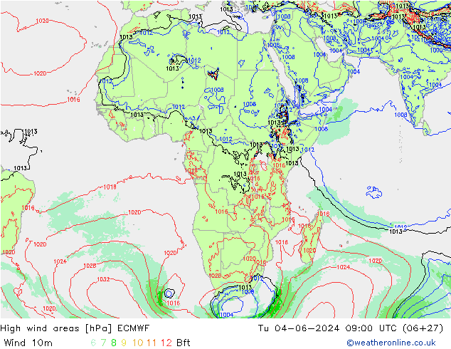 High wind areas ECMWF Tu 04.06.2024 09 UTC