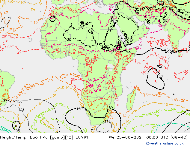 Height/Temp. 850 hPa ECMWF  05.06.2024 00 UTC