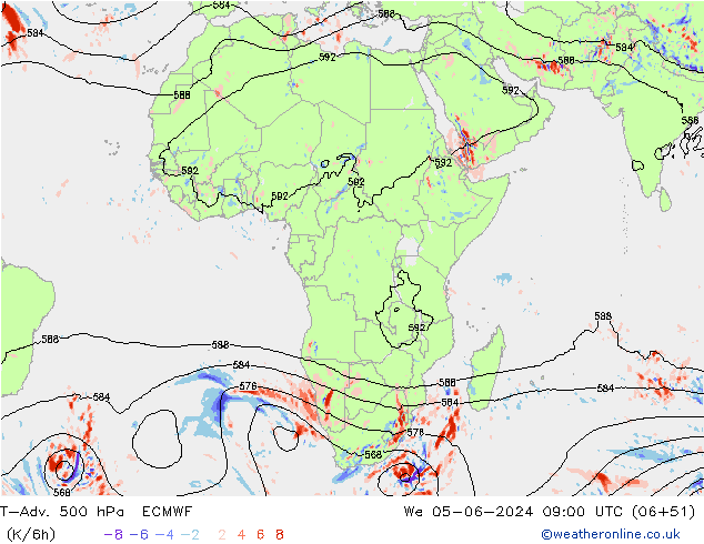 T-Adv. 500 гПа ECMWF ср 05.06.2024 09 UTC