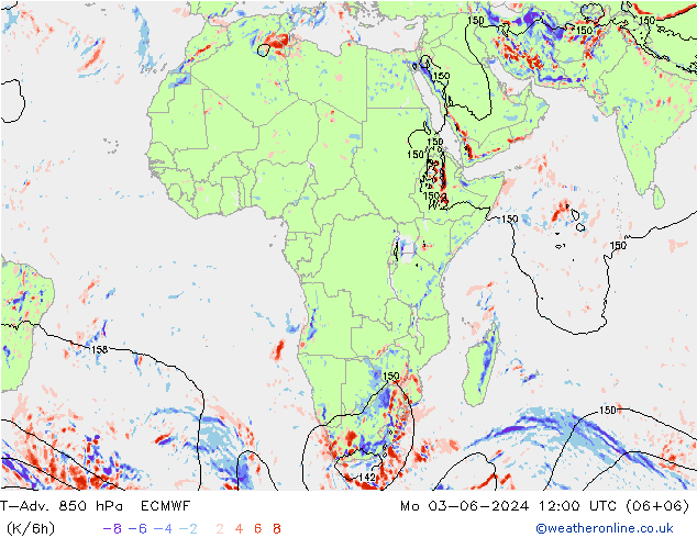 T-Adv. 850 hPa ECMWF Po 03.06.2024 12 UTC