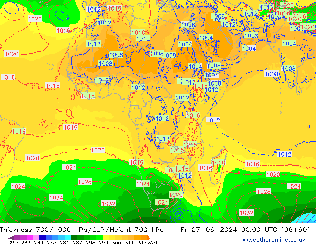 Thck 700-1000 hPa ECMWF pt. 07.06.2024 00 UTC