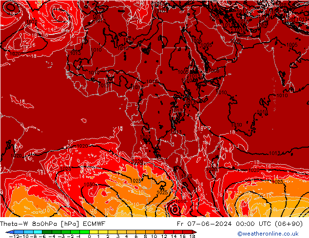 Theta-W 850hPa ECMWF Fr 07.06.2024 00 UTC