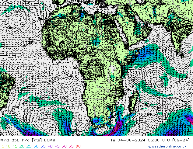 Vento 850 hPa ECMWF mar 04.06.2024 06 UTC