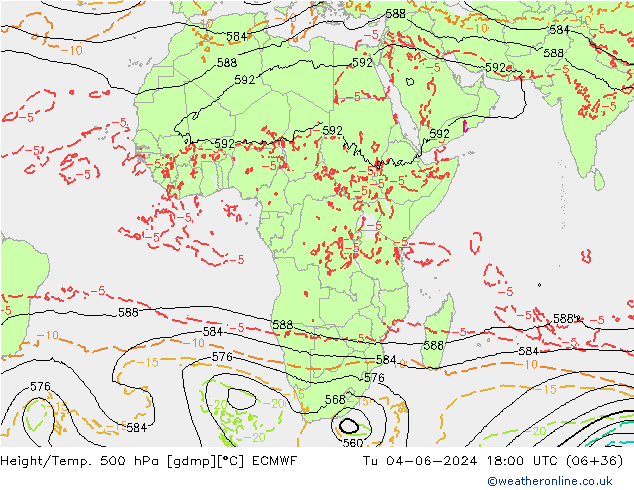 Z500/Rain (+SLP)/Z850 ECMWF Tu 04.06.2024 18 UTC