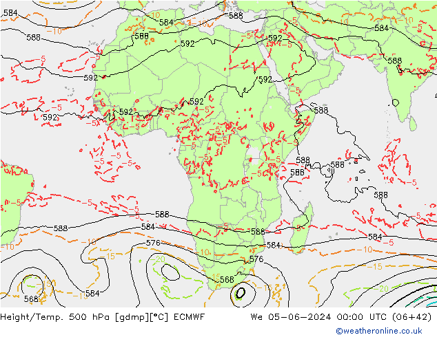 Z500/Rain (+SLP)/Z850 ECMWF We 05.06.2024 00 UTC