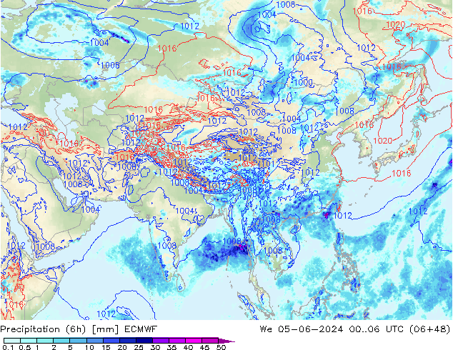 Z500/Rain (+SLP)/Z850 ECMWF mer 05.06.2024 06 UTC