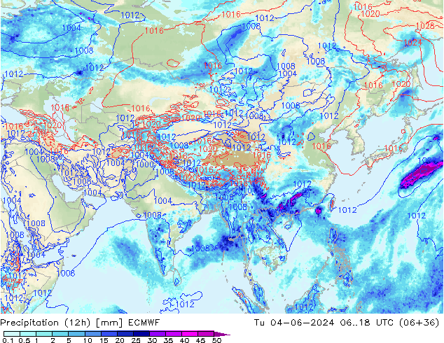 Precipitação (12h) ECMWF Ter 04.06.2024 18 UTC