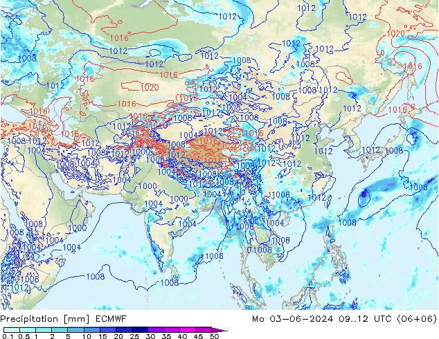 precipitação ECMWF Seg 03.06.2024 12 UTC