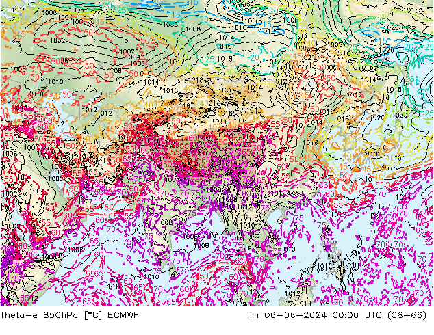 Theta-e 850hPa ECMWF Per 06.06.2024 00 UTC