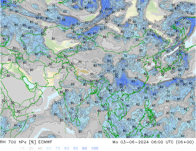 RH 700 hPa ECMWF Mo 03.06.2024 06 UTC