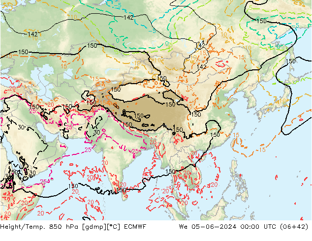 Z500/Rain (+SLP)/Z850 ECMWF mié 05.06.2024 00 UTC