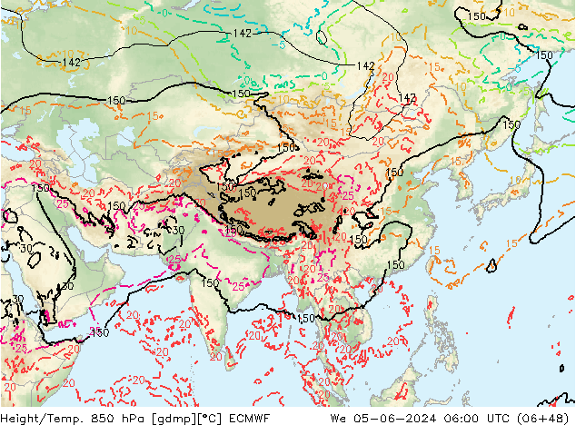 Z500/Rain (+SLP)/Z850 ECMWF mer 05.06.2024 06 UTC