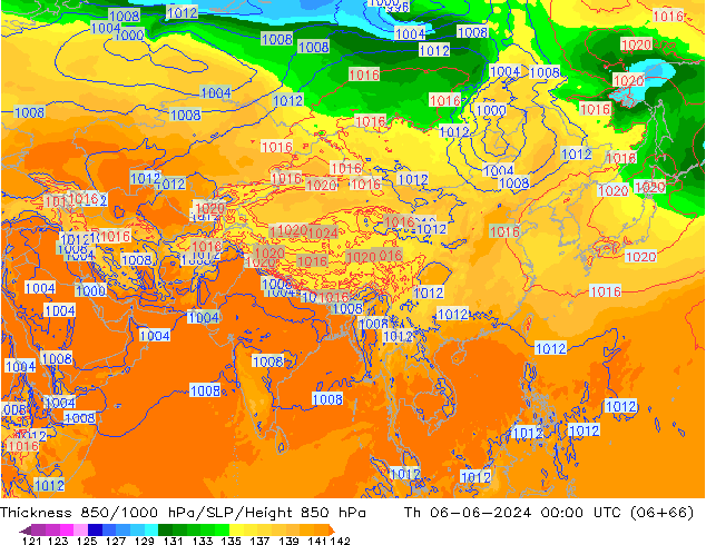 850-1000 hPa Kalınlığı ECMWF Per 06.06.2024 00 UTC