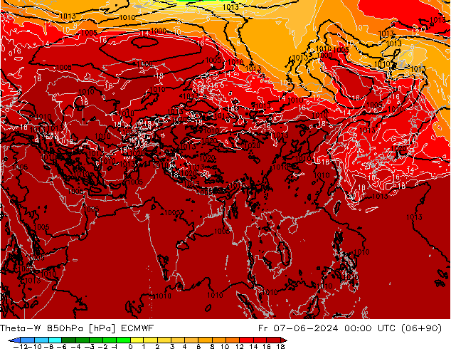 Theta-W 850hPa ECMWF Pá 07.06.2024 00 UTC