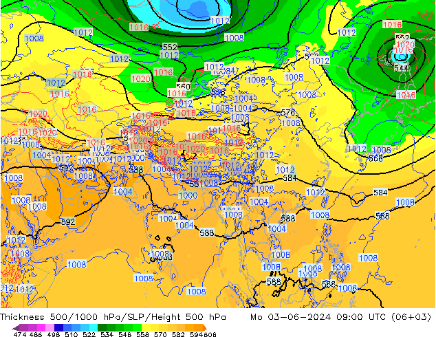 Thck 500-1000hPa ECMWF Mo 03.06.2024 09 UTC