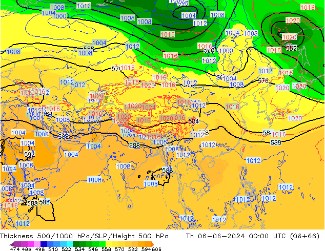 Thck 500-1000hPa ECMWF Qui 06.06.2024 00 UTC