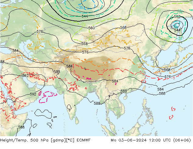 Z500/Rain (+SLP)/Z850 ECMWF lun 03.06.2024 12 UTC