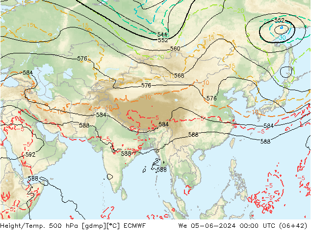 Z500/Rain (+SLP)/Z850 ECMWF mié 05.06.2024 00 UTC