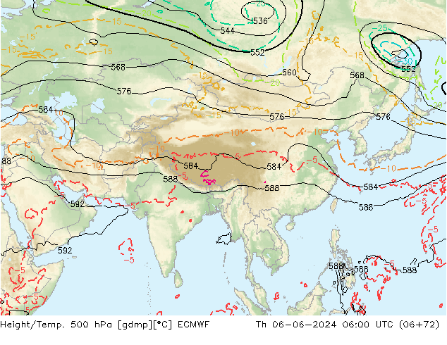 Z500/Rain (+SLP)/Z850 ECMWF gio 06.06.2024 06 UTC