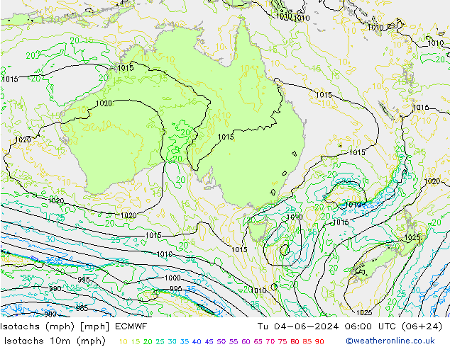 Isotachen (mph) ECMWF di 04.06.2024 06 UTC