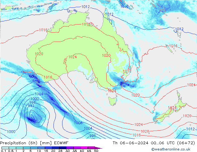 Z500/Rain (+SLP)/Z850 ECMWF czw. 06.06.2024 06 UTC