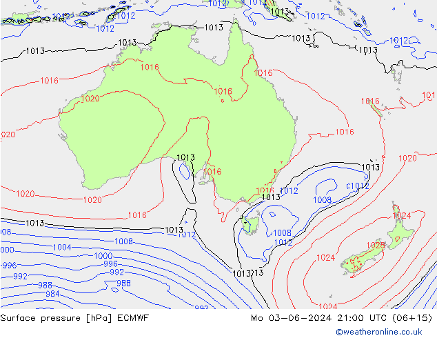 pressão do solo ECMWF Seg 03.06.2024 21 UTC