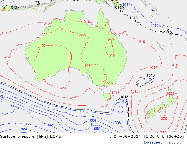 Bodendruck ECMWF Di 04.06.2024 15 UTC