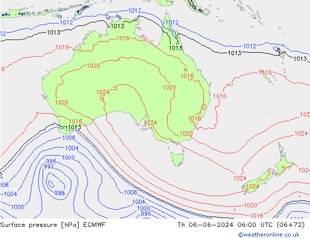 Pressione al suolo ECMWF gio 06.06.2024 06 UTC