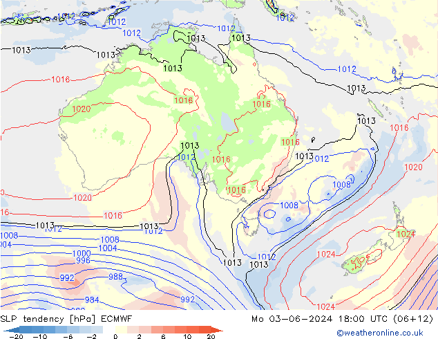 Tendenza di Pressione ECMWF lun 03.06.2024 18 UTC