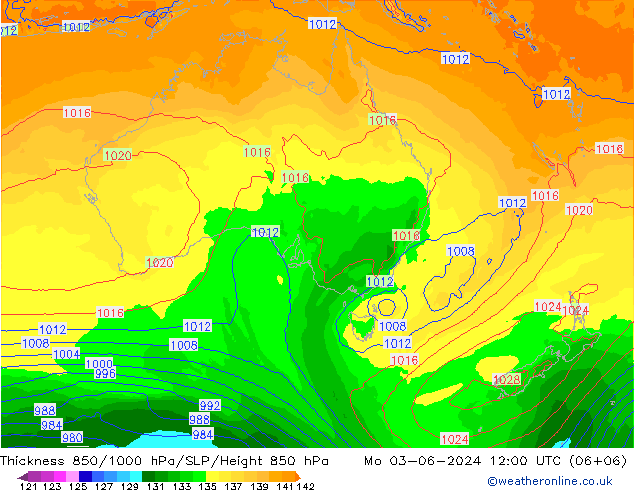 Thck 850-1000 hPa ECMWF lun 03.06.2024 12 UTC