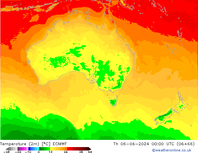 Temperature (2m) ECMWF Th 06.06.2024 00 UTC