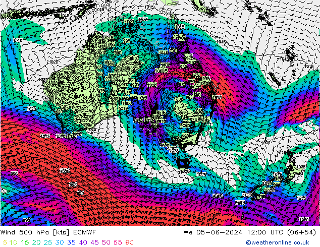 Rüzgar 500 hPa ECMWF Çar 05.06.2024 12 UTC