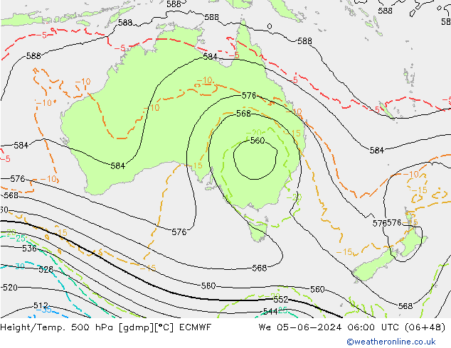 Z500/Rain (+SLP)/Z850 ECMWF Mi 05.06.2024 06 UTC