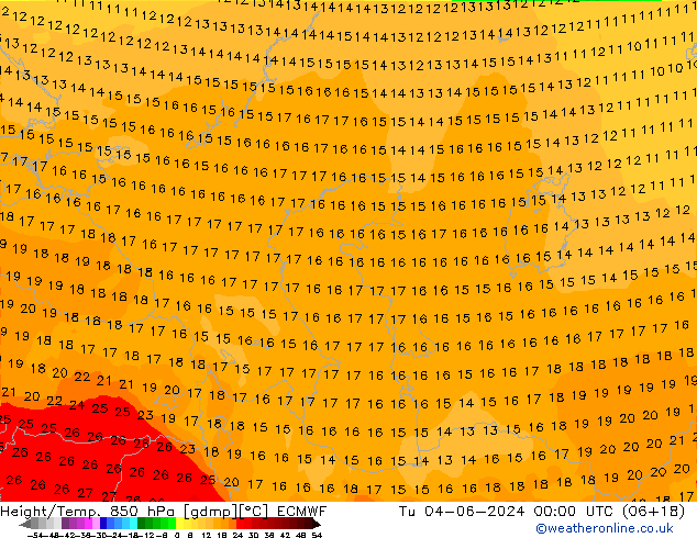 Z500/Rain (+SLP)/Z850 ECMWF Út 04.06.2024 00 UTC