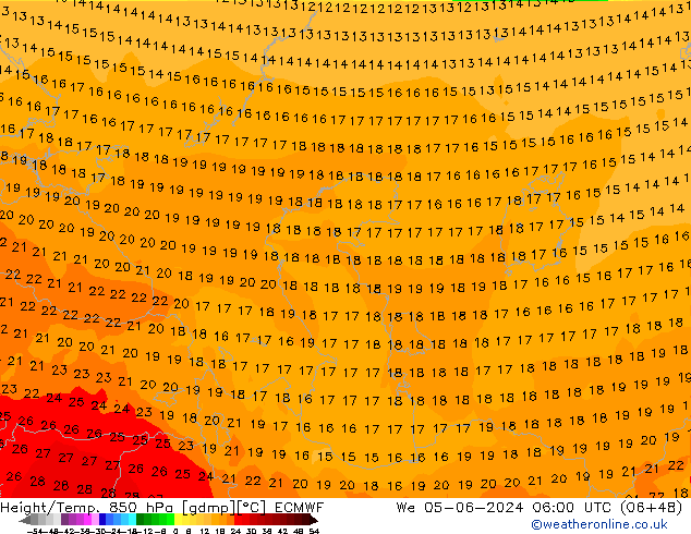 Z500/Rain (+SLP)/Z850 ECMWF Qua 05.06.2024 06 UTC