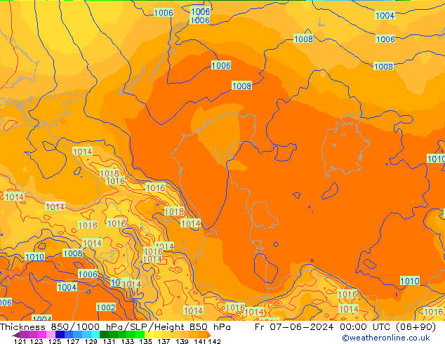 Thck 850-1000 hPa ECMWF Fr 07.06.2024 00 UTC