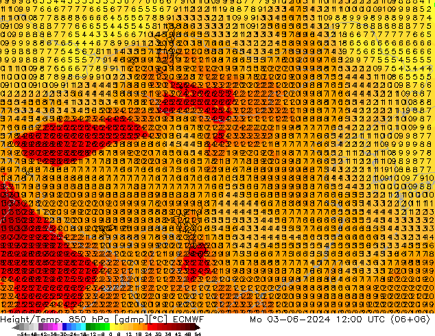 Z500/Rain (+SLP)/Z850 ECMWF 星期一 03.06.2024 12 UTC