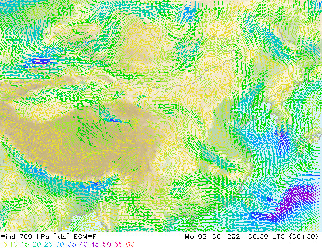 Wind 700 hPa ECMWF Mo 03.06.2024 06 UTC