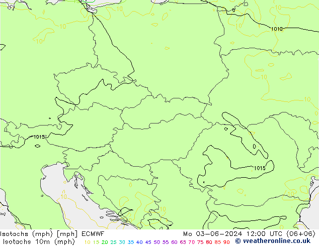 Eşrüzgar Hızları mph ECMWF Pzt 03.06.2024 12 UTC