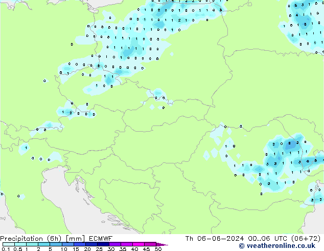 Z500/Rain (+SLP)/Z850 ECMWF Čt 06.06.2024 06 UTC