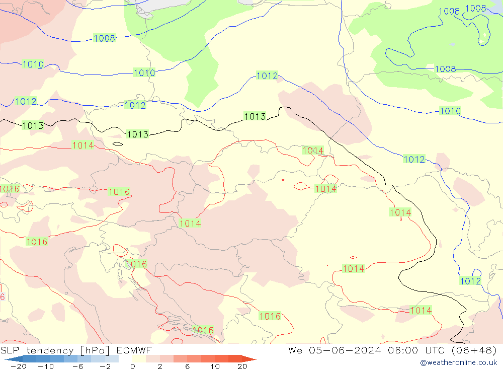 SLP tendency ECMWF St 05.06.2024 06 UTC