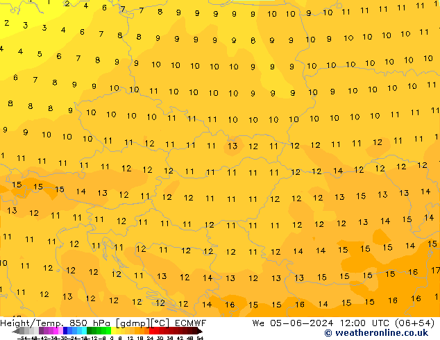 Z500/Rain (+SLP)/Z850 ECMWF mer 05.06.2024 12 UTC