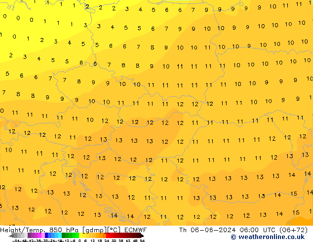 Z500/Rain (+SLP)/Z850 ECMWF Čt 06.06.2024 06 UTC