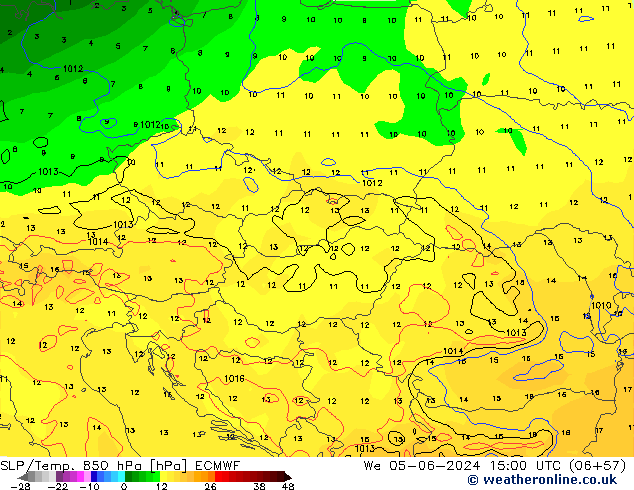 SLP/Temp. 850 hPa ECMWF mié 05.06.2024 15 UTC