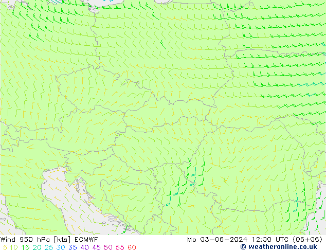 Prec 6h/Wind 10m/950 ECMWF Mo 03.06.2024 12 UTC