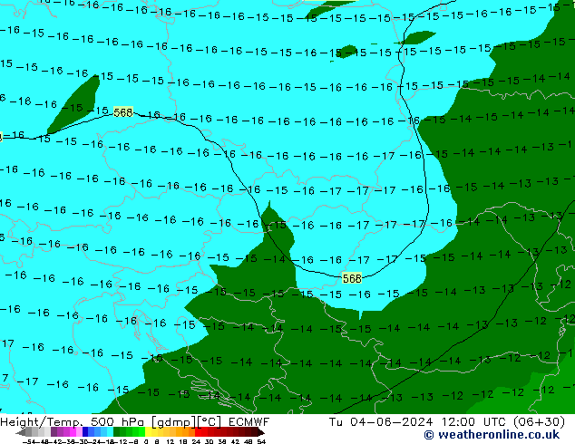 Z500/Rain (+SLP)/Z850 ECMWF Tu 04.06.2024 12 UTC